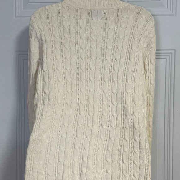 St.‎ John's Bay Classic Cream Cable Knit Turtleneck Sweater  SZ Large Beige - Picture 2 of 7